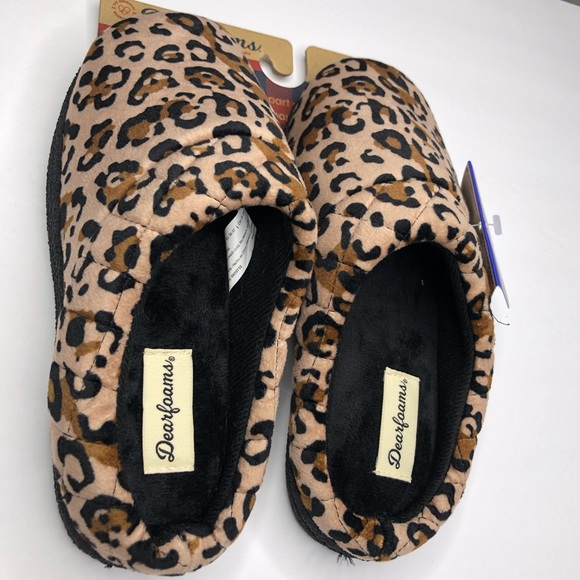 DEARFOAMS Memory Foam Slippers Leopard Print No Sweat Comfort Size S 5-6 - Picture 4 of 12